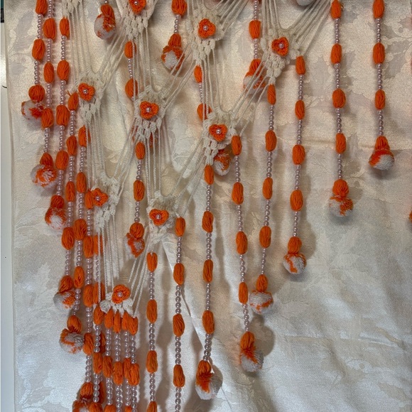 Vintage Orange and White 'God Bless You' Tapestry - Picture 5 of 6